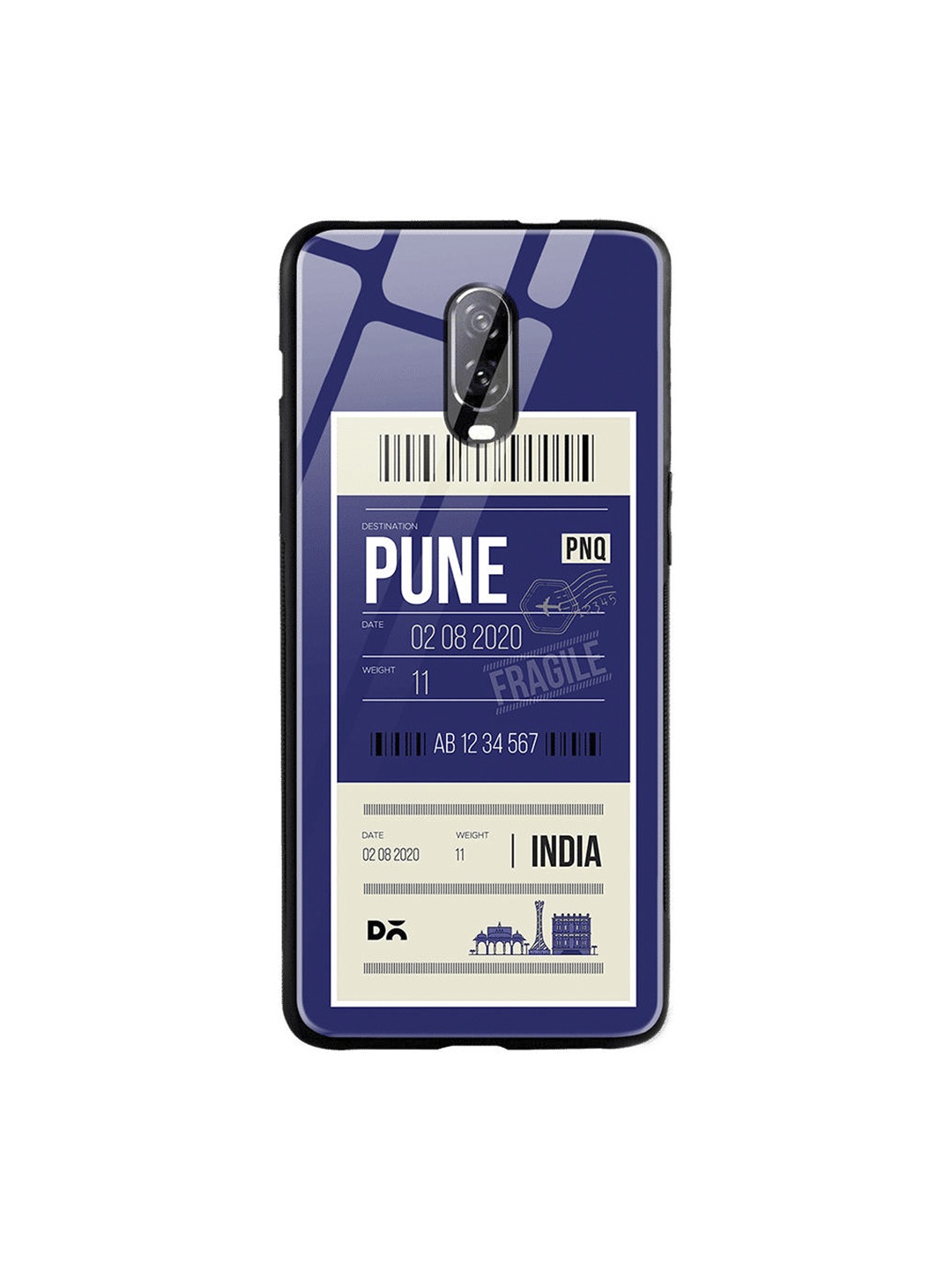 

DailyObjects Blue & White Pune City Tag OnePlus 6T Glass Case