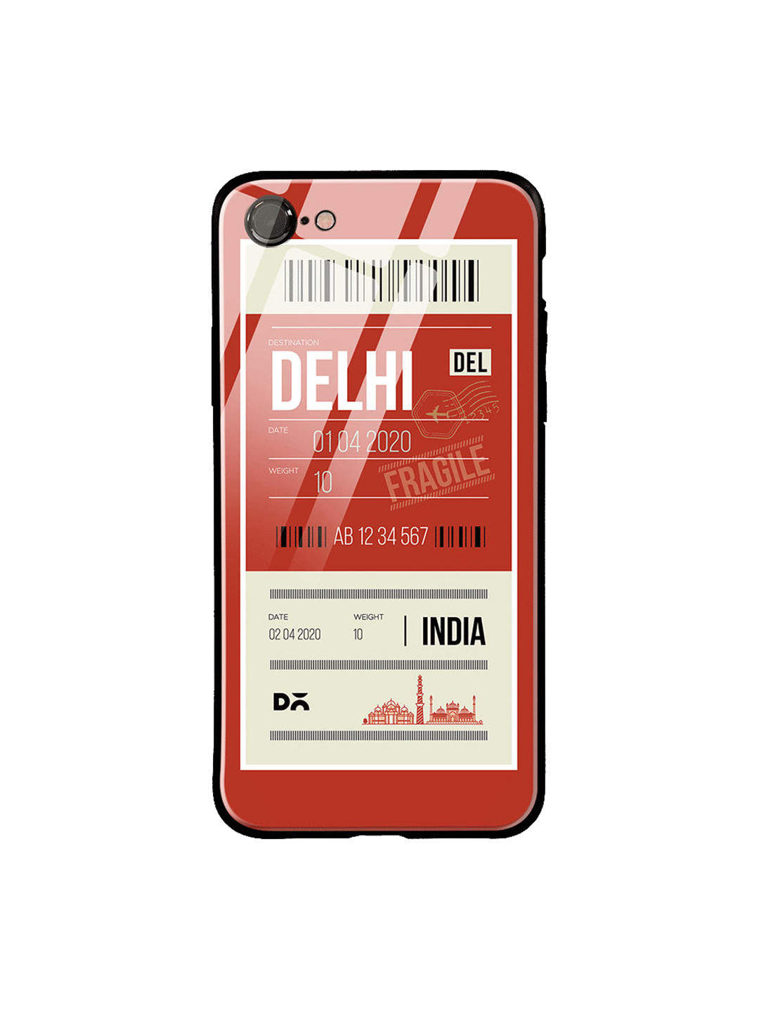 

DailyObjects Red & White Delhi City Tag iPhone 7 Glass Cover