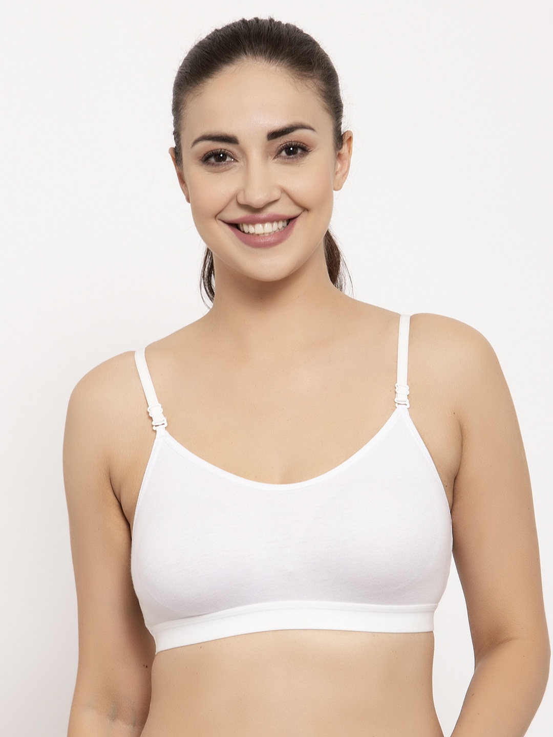 

GRACIT White Solid Non-Wired Non Padded Sports Bra PW17-02-28B