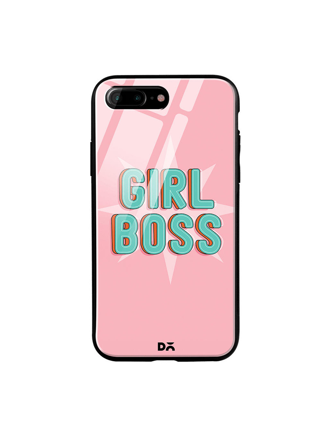 

DailyObjects Pink & Turquoise Blue Girl Boss Star iPhone 8 Plus Glass Case