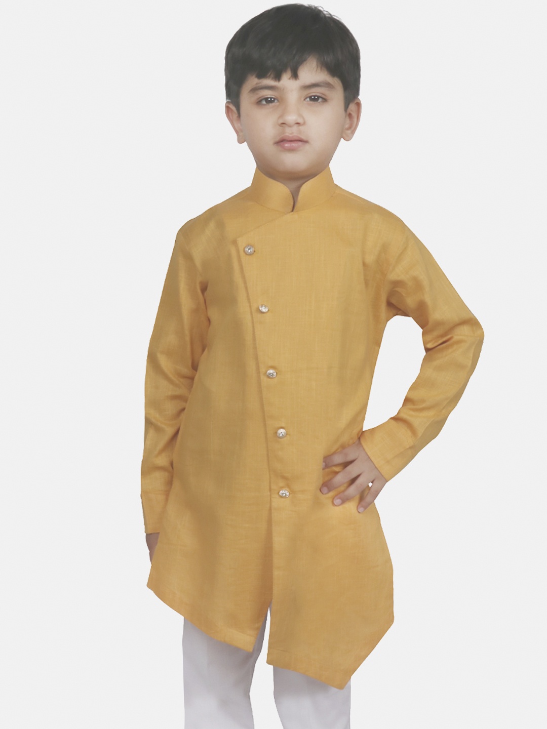 

SG YUVRAJ Boys Mustard Yellow Solid Straight Kurta