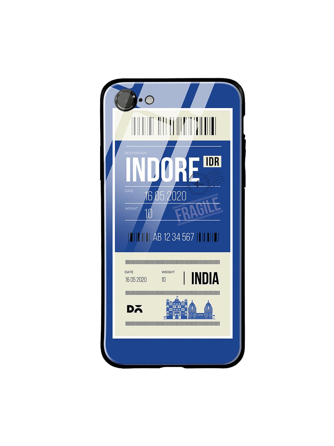 

DailyObjects Blue & White Indore City Tag iPhone 7 Glass Case