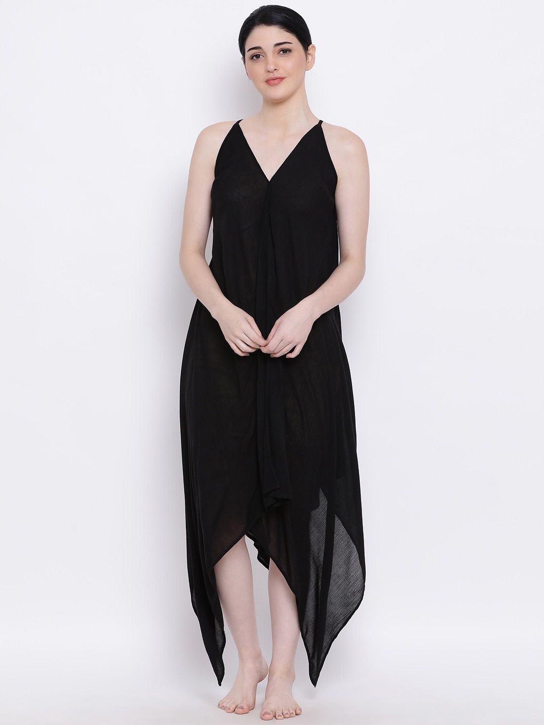 

Oxolloxo Women Black Solid A-Line Dress