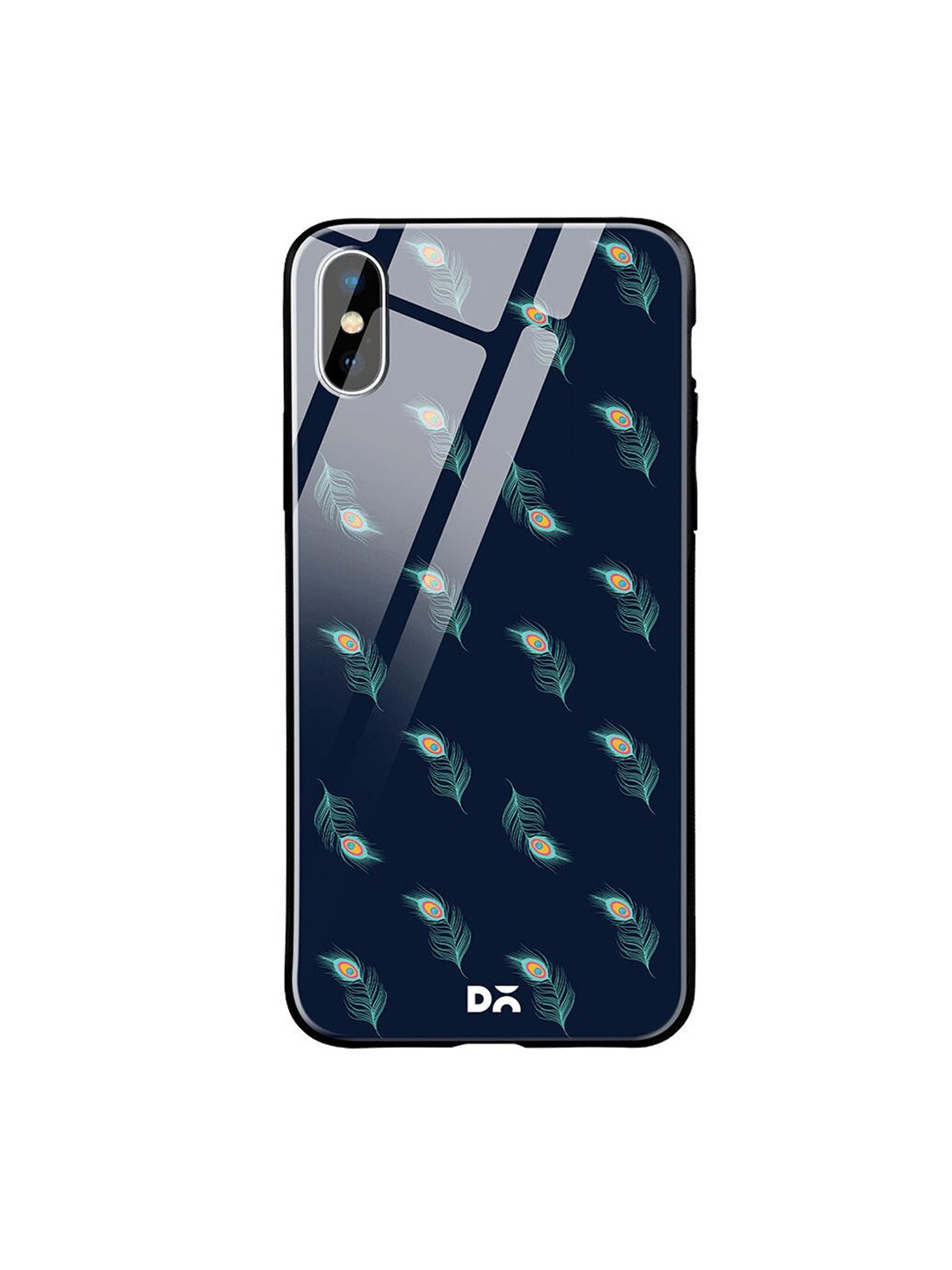 DailyObjects Navy Blue Feathers iPhone XS Glass Case