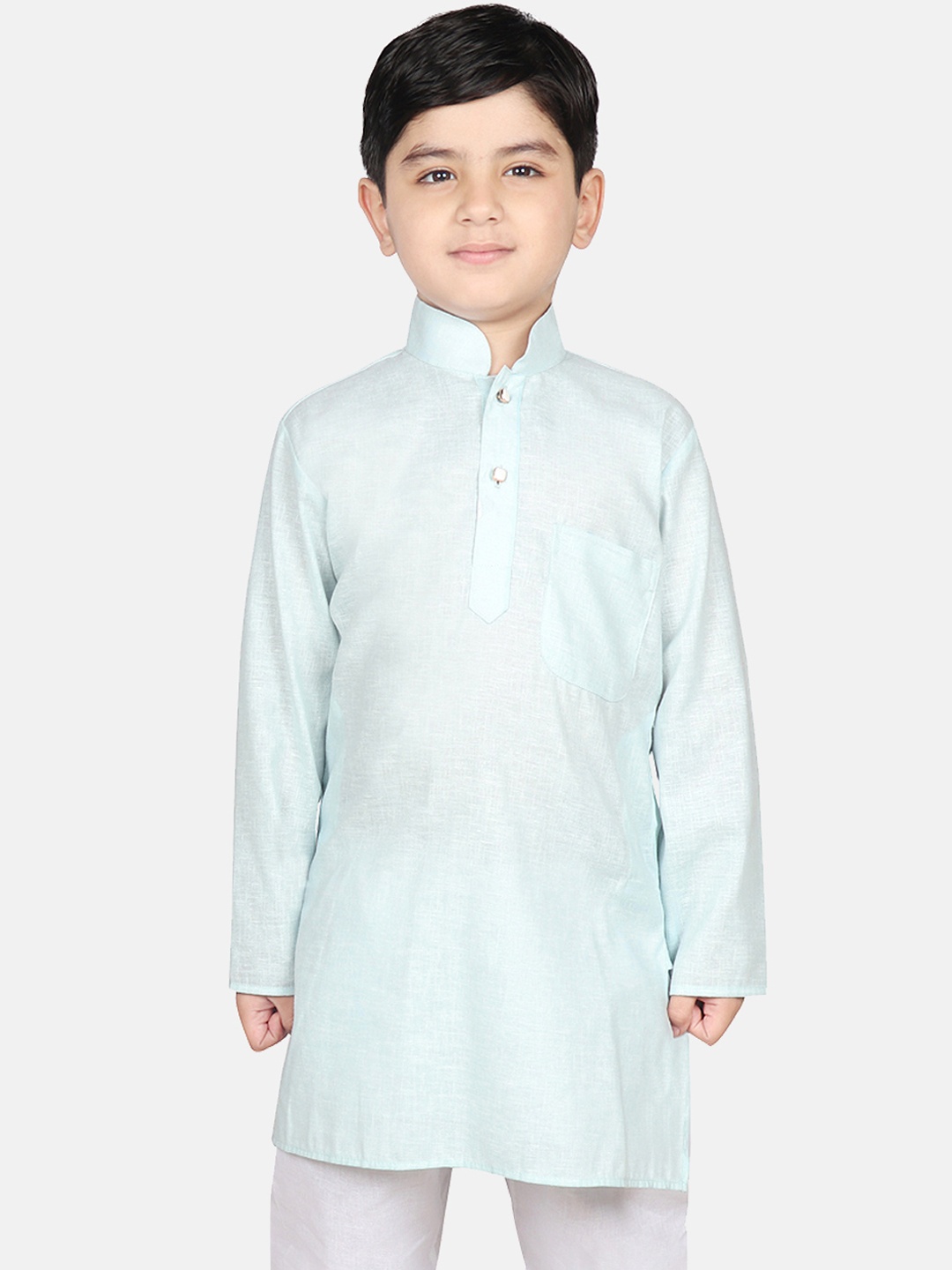 

SG YUVRAJ Boys Turquoise Blue Solid Straight Kurta