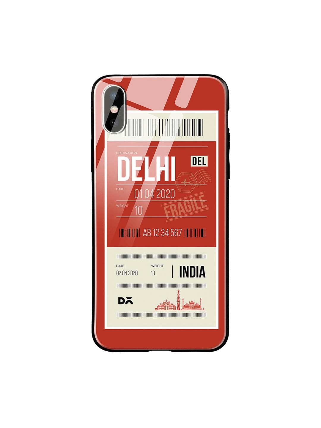 

DailyObjects Red & Beige Delhi City Tag iPhone XS Glass Cover