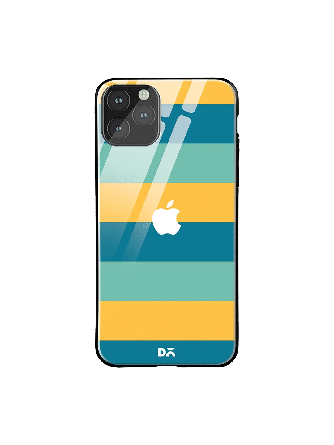 DailyObjects Yellow & Blue Tropical Lines iPhone 11 Pro Max Glass Case