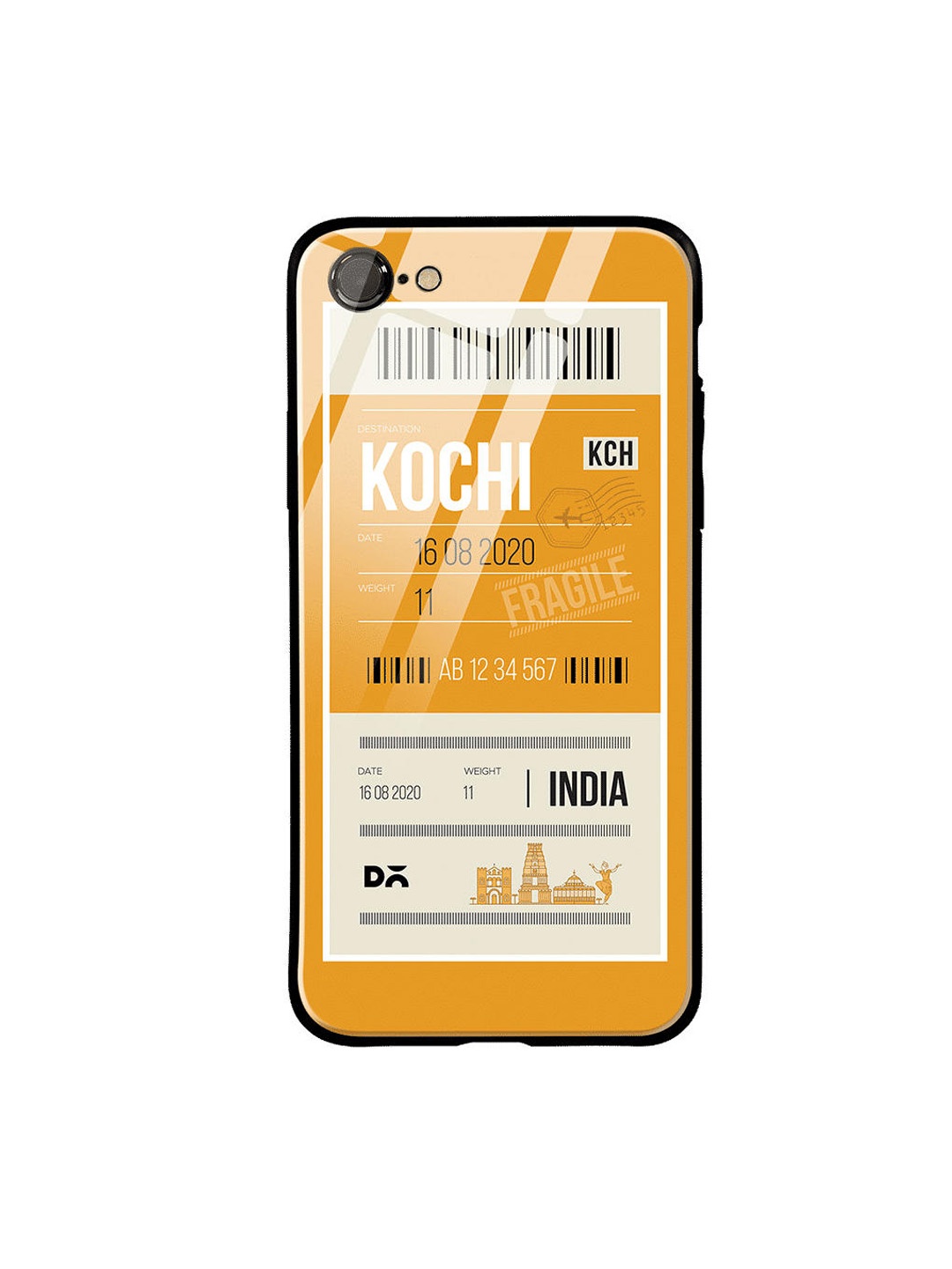 

DailyObjects Mustard Yellow & White Kochi City Tag iPhone 8 Glass Case