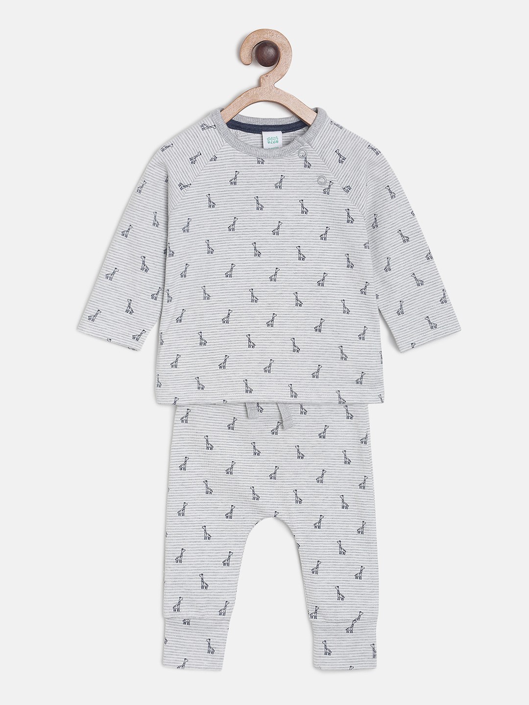 

MINI KLUB Infant Boys Grey & Navy Blue Printed Night suit