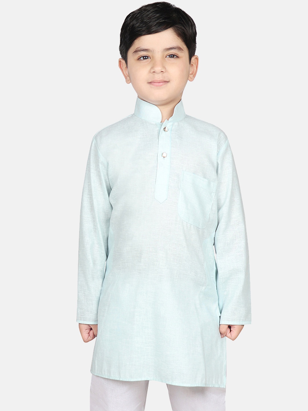 

SG YUVRAJ Boys Turquoise Blue Solid Straight Kurta