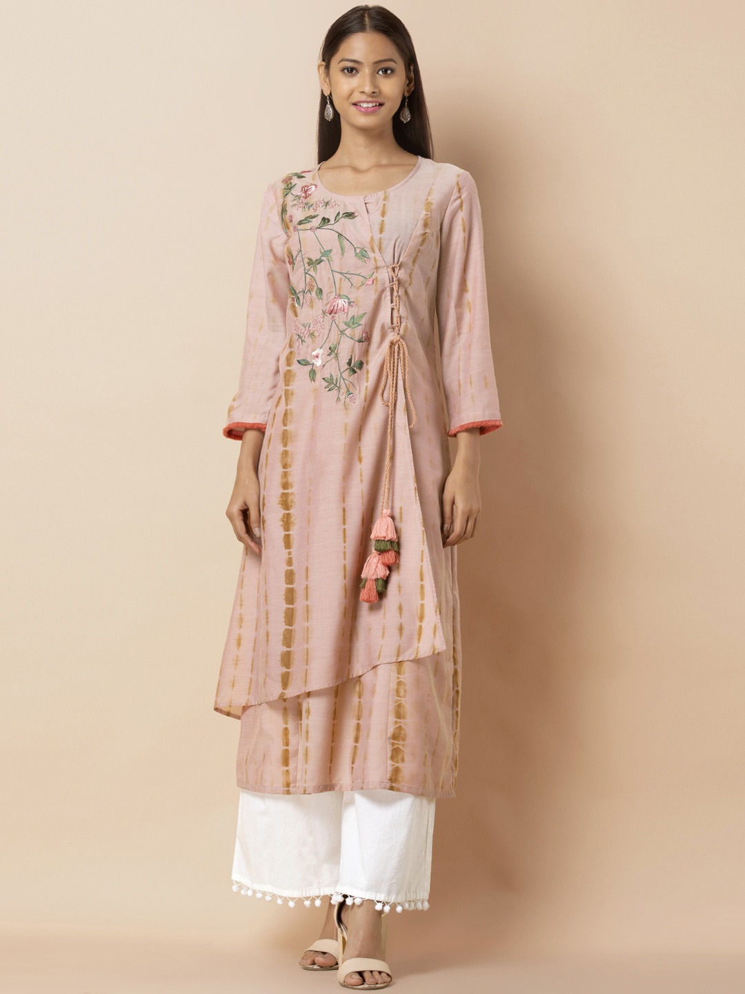 

INDYA Women Pink Embroidered Kurta