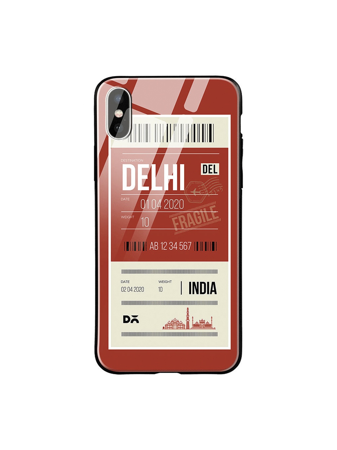 

DailyObjects Blue & Pink Delhi City Tag iPhone X Glass Case, Red