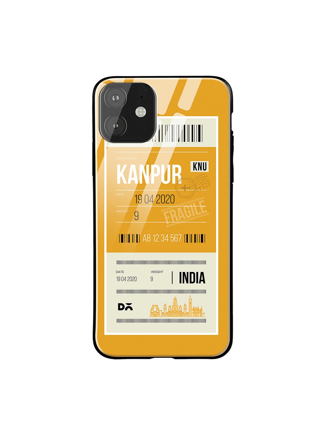 

DailyObjects Mustard Yellow & White Kanpur City Tag iPhone 11 Glass Case