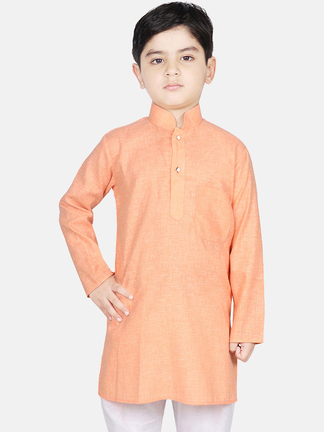 

SG YUVRAJ Boys Orange Solid Straight Kurta