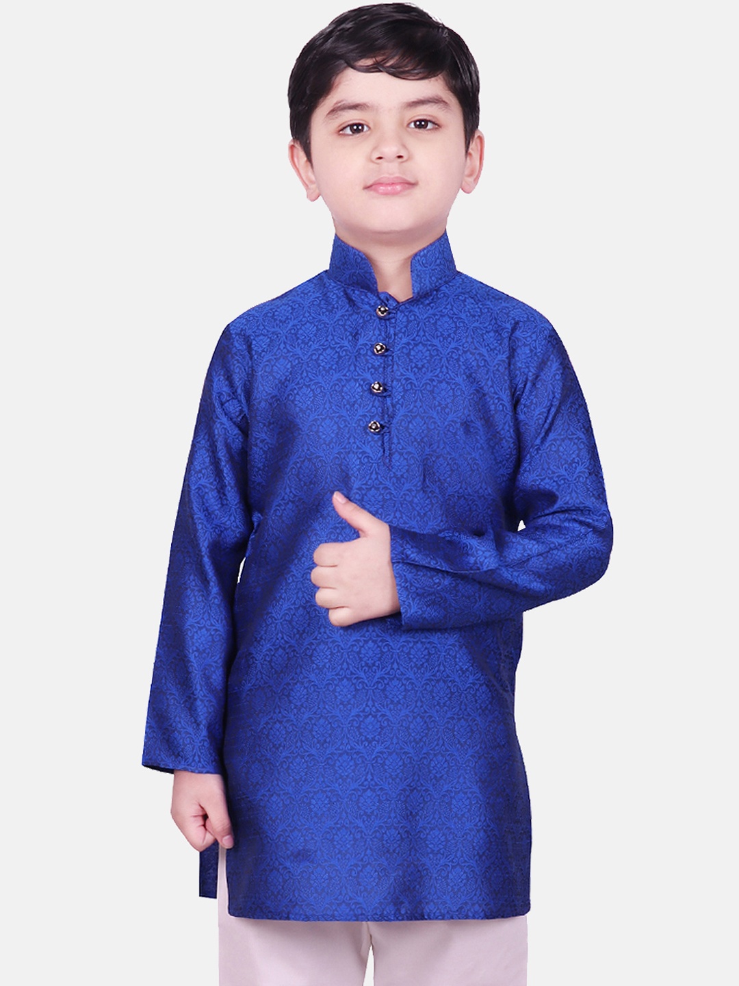 SG YUVRAJ Boys Blue Woven Design Straight Kurta