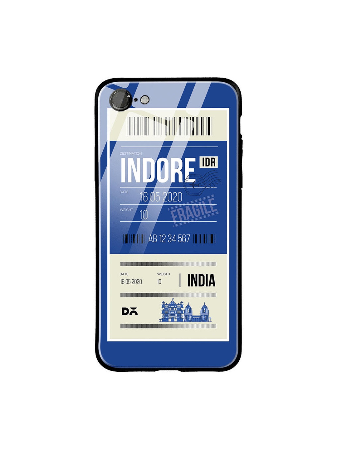 

DailyObjects Blue & White Indore City Tag iPhone 8 Glass Case
