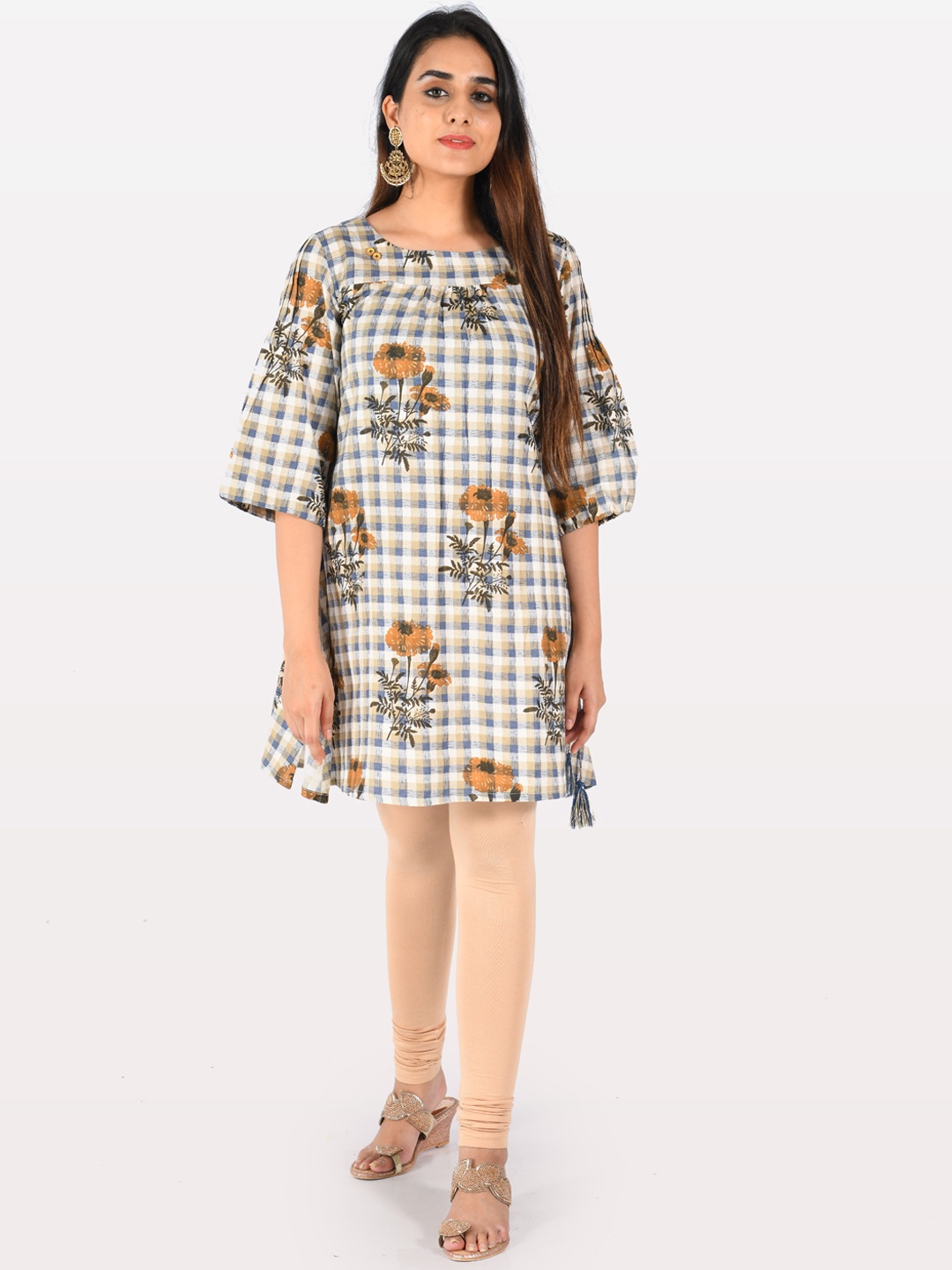 

Neerus Women Blue & White Printed A-Line Kurta