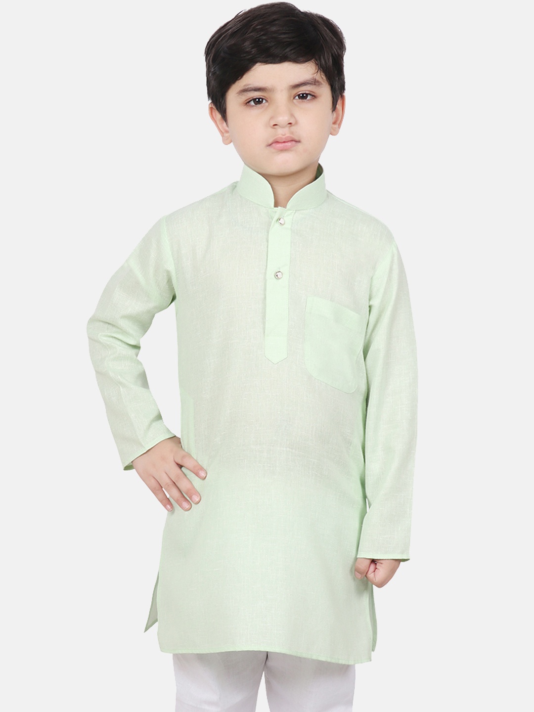

SG YUVRAJ Boys Green Solid Straight Kurta