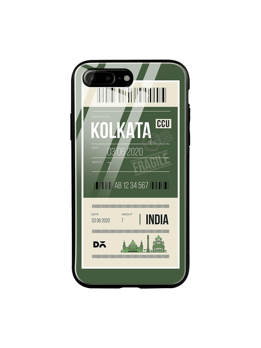 

DailyObjects Green & White Kolkata City Tag iPhone 8 Plus Glass Case