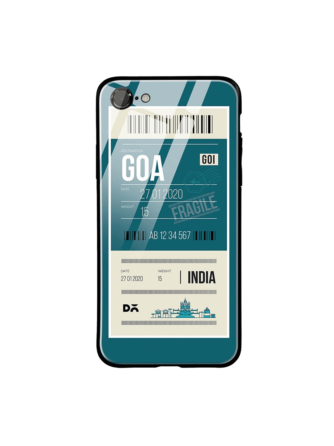 

DailyObjects Teal Blue & White Goa City Tag iPhone 7 Glass Case
