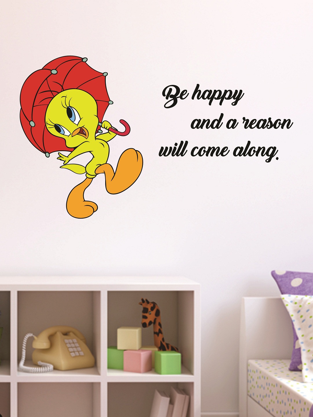 

WALLSTICK Red & Yellow Be Happy Large Vinyl Wall Sticker