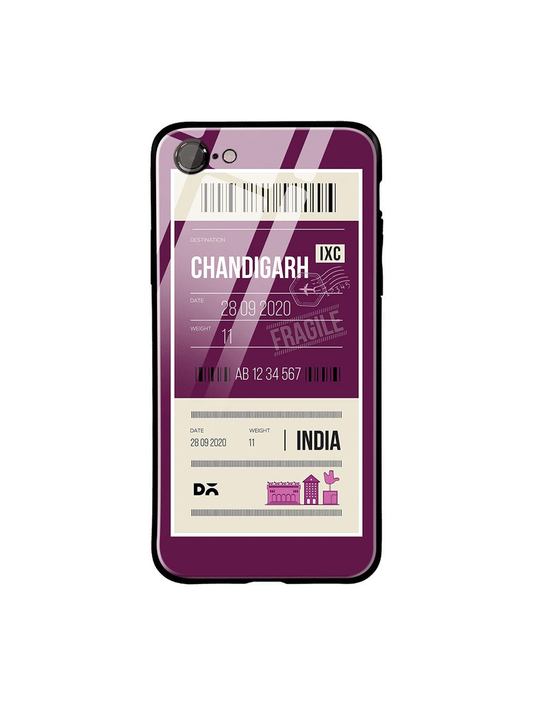

DailyObjects Purple & White Chandigarh City Tag iPhone 8 Glass Case