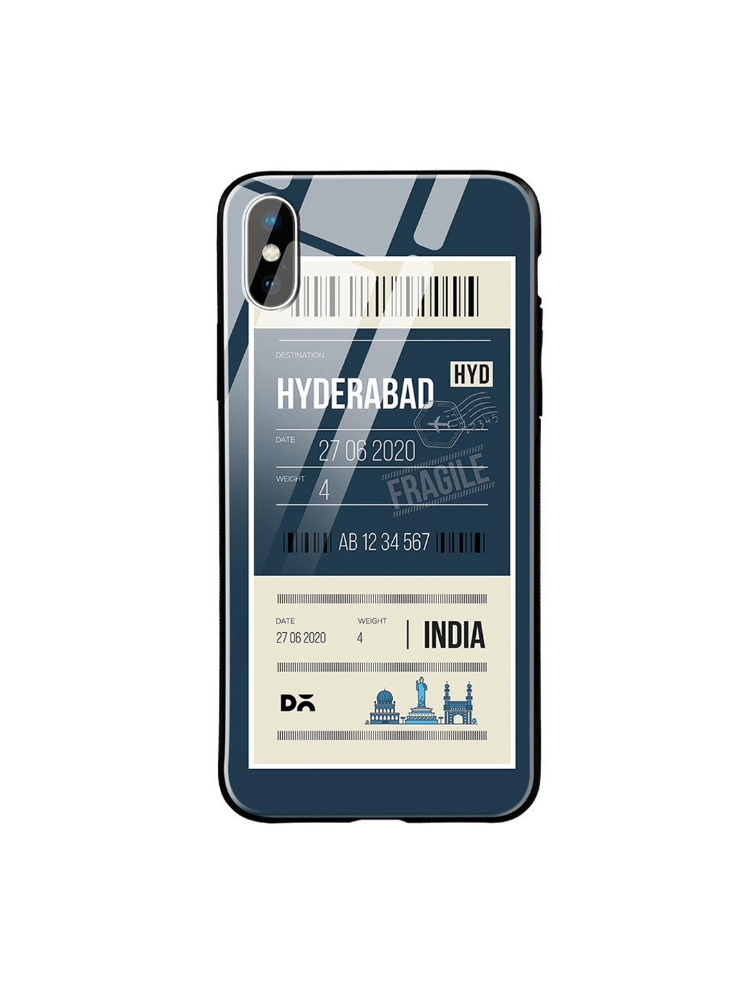 

DailyObjects Teal Blue & White Hyderabad City Tag iPhone XS Max Glass Case