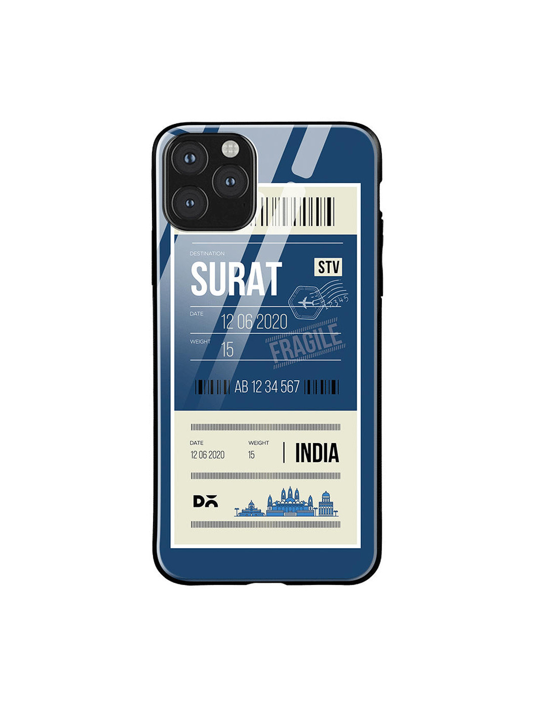 

DailyObjects Blue & White Surat City Tag iPhone 11 Pro Glass Case