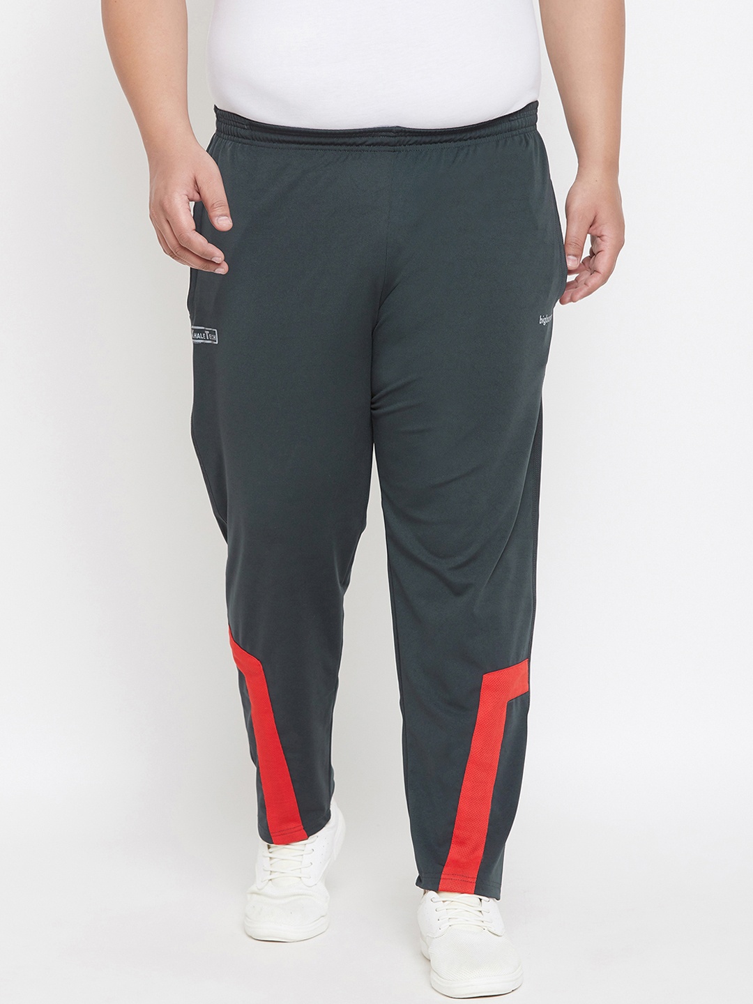 

bigbanana Plus Size Men Olive Green Solid Straight-Fit Track Pants