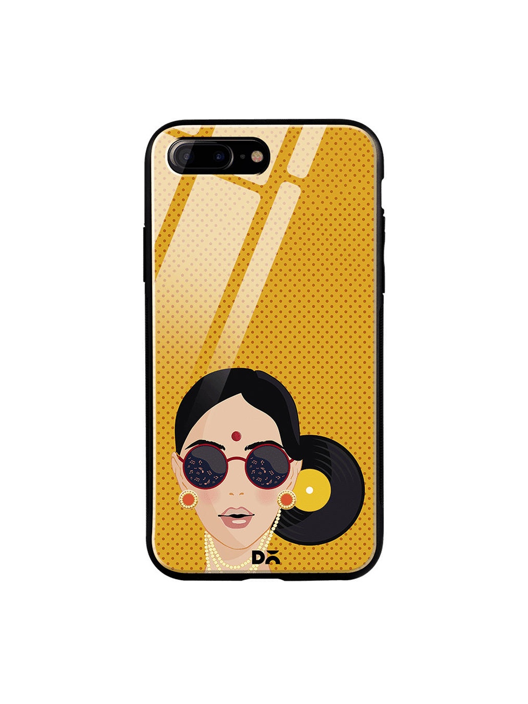 

DailyObjects Mustard Yellow & Black Disk Bun iPhone 8 Plus Glass Case