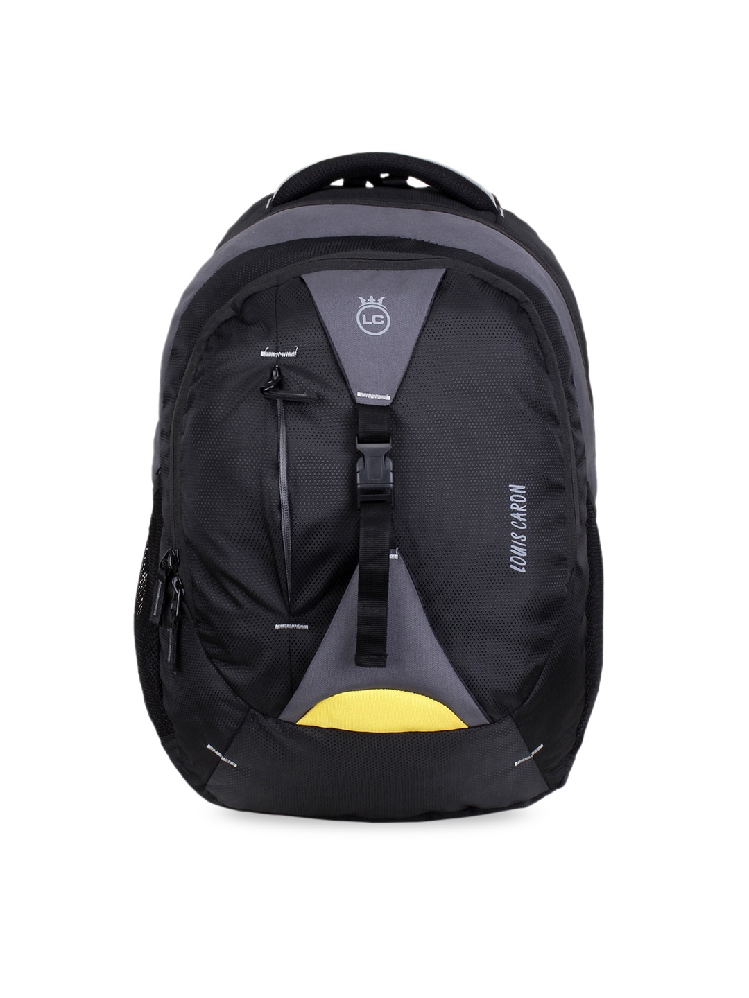 

LOUIS CARON Unisex Black & Grey Solid 16Inch Laptop Backpack