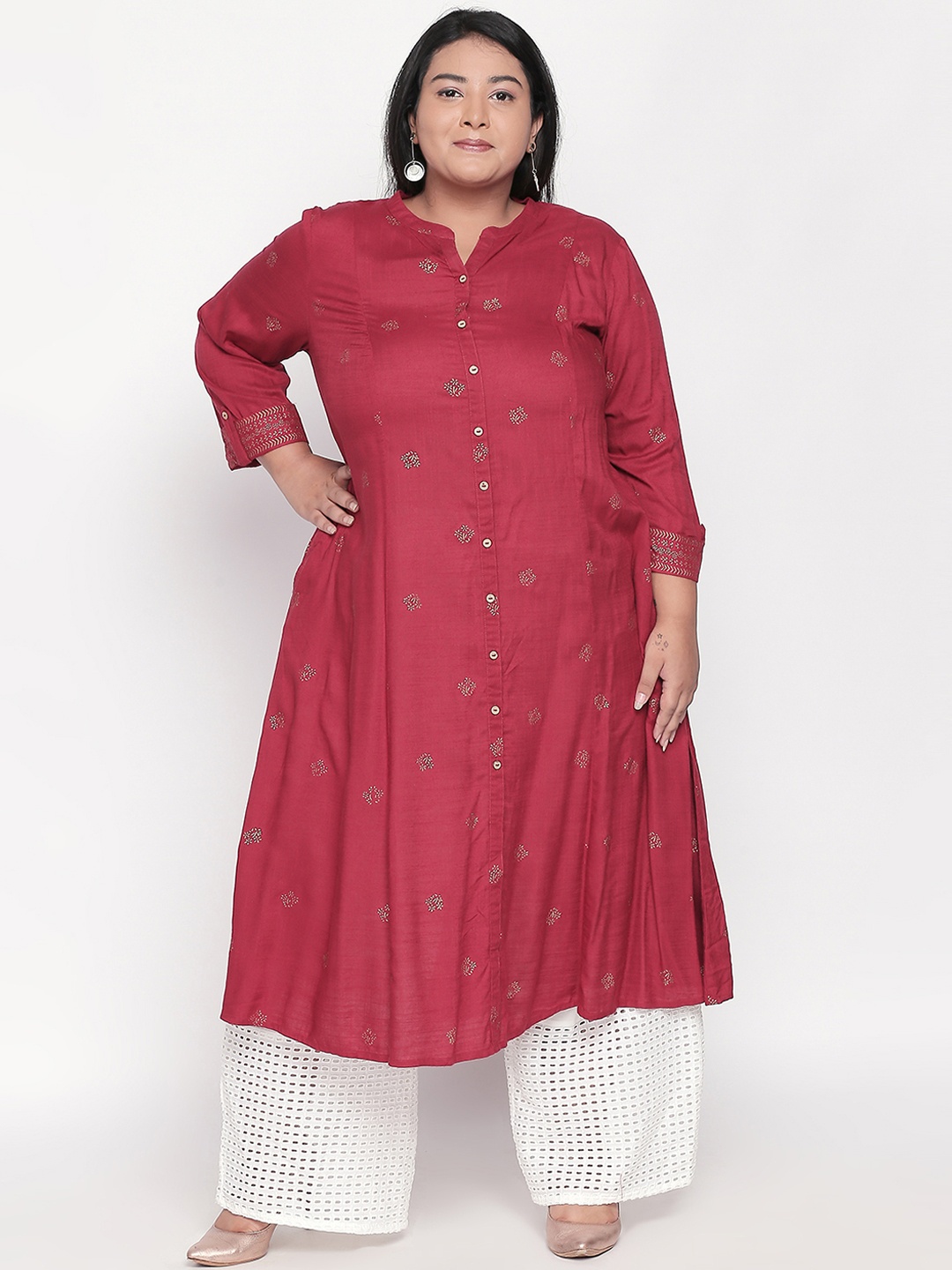 

RANGMANCH PLUS by Pantaloons Women Red Printed A-Line Kurta