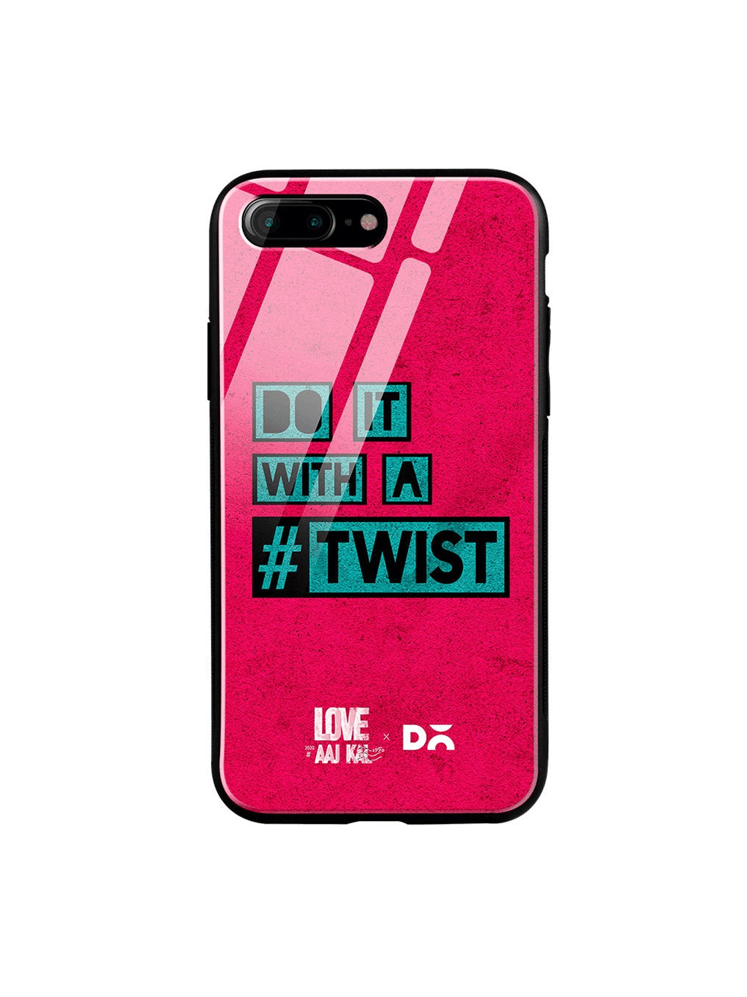 

DailyObjects Pink & Black Love Twist iPhone 7 Plus Glass Case