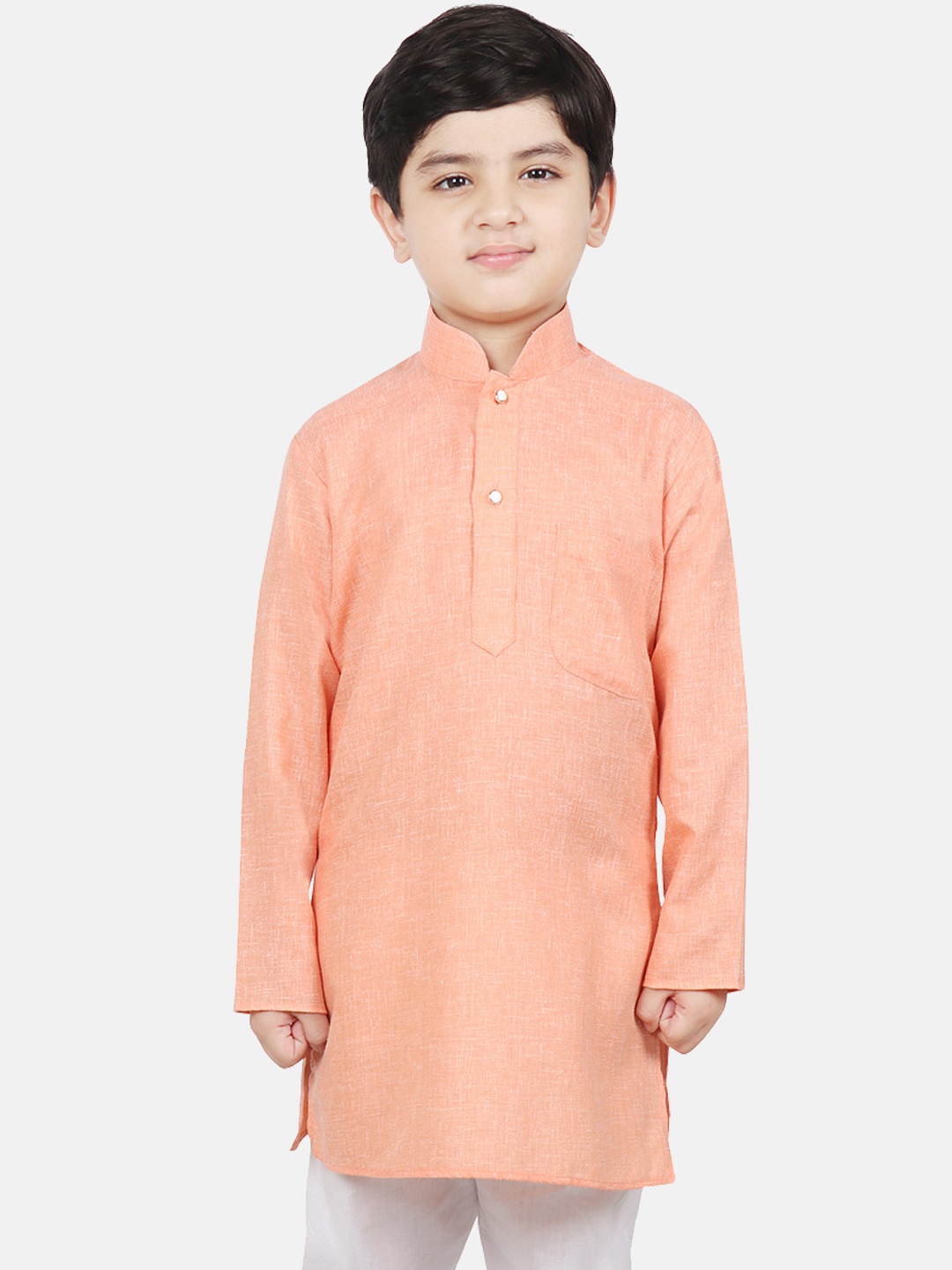 

SG YUVRAJ Boys Orange Solid Straight Kurta