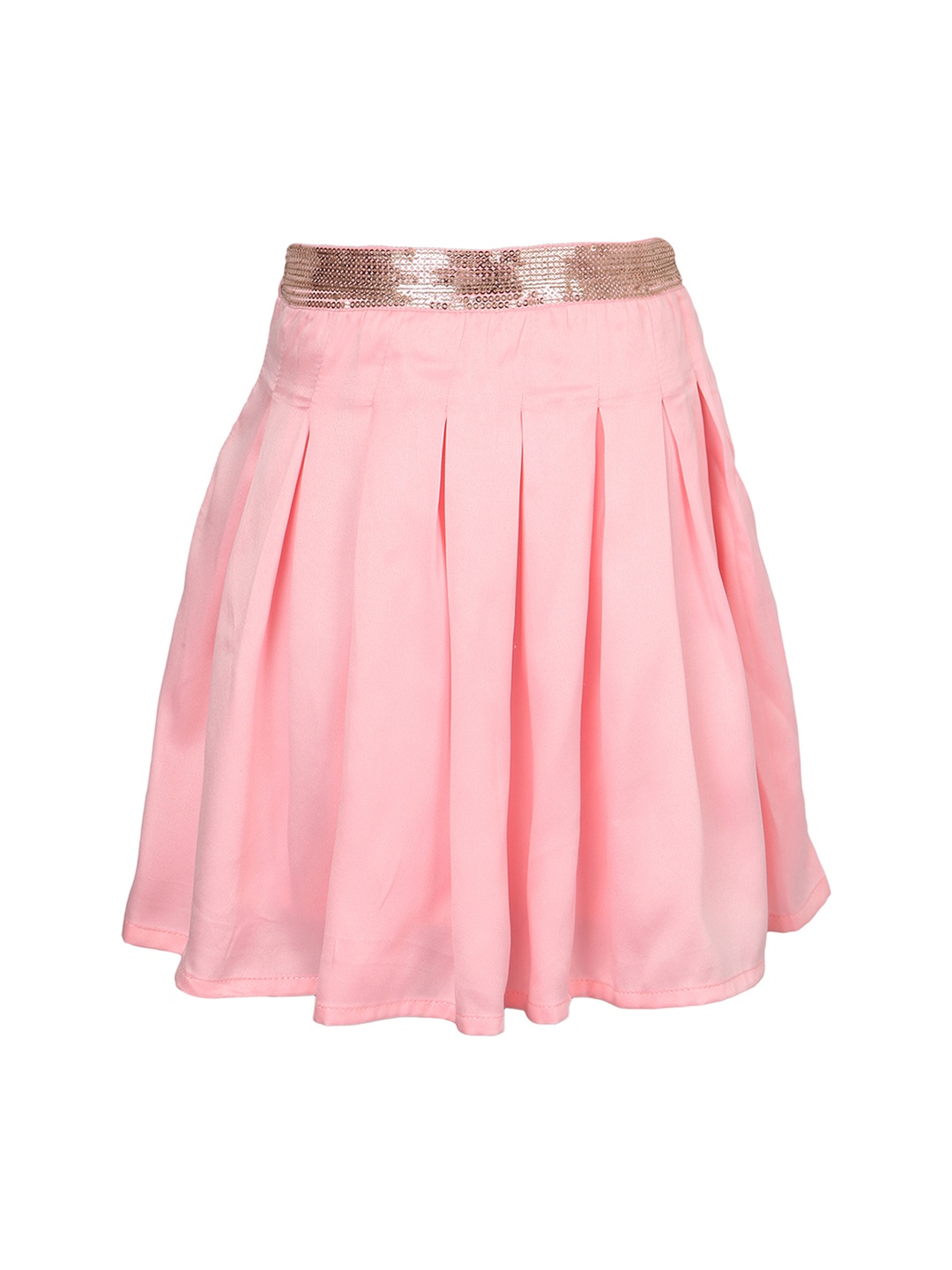 

Miyo Girls Pink Solid Flared Knee Length Skirt