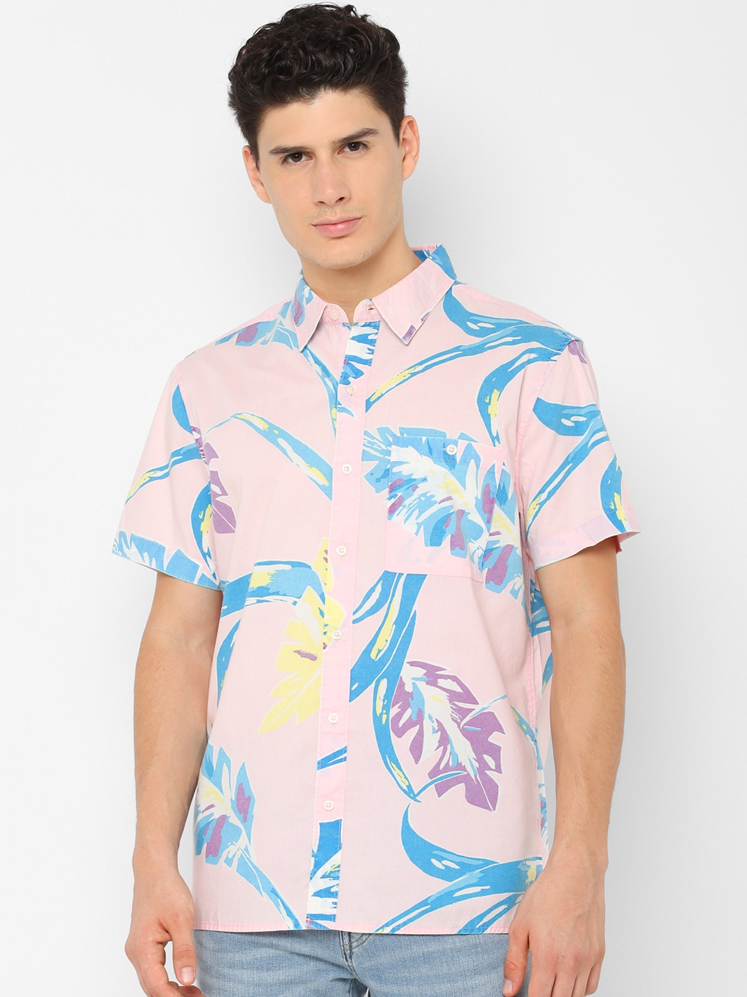 

AMERICAN EAGLE OUTFITTERS Men Pink & Blue Classic Regular Fit Printed Casual Shirt