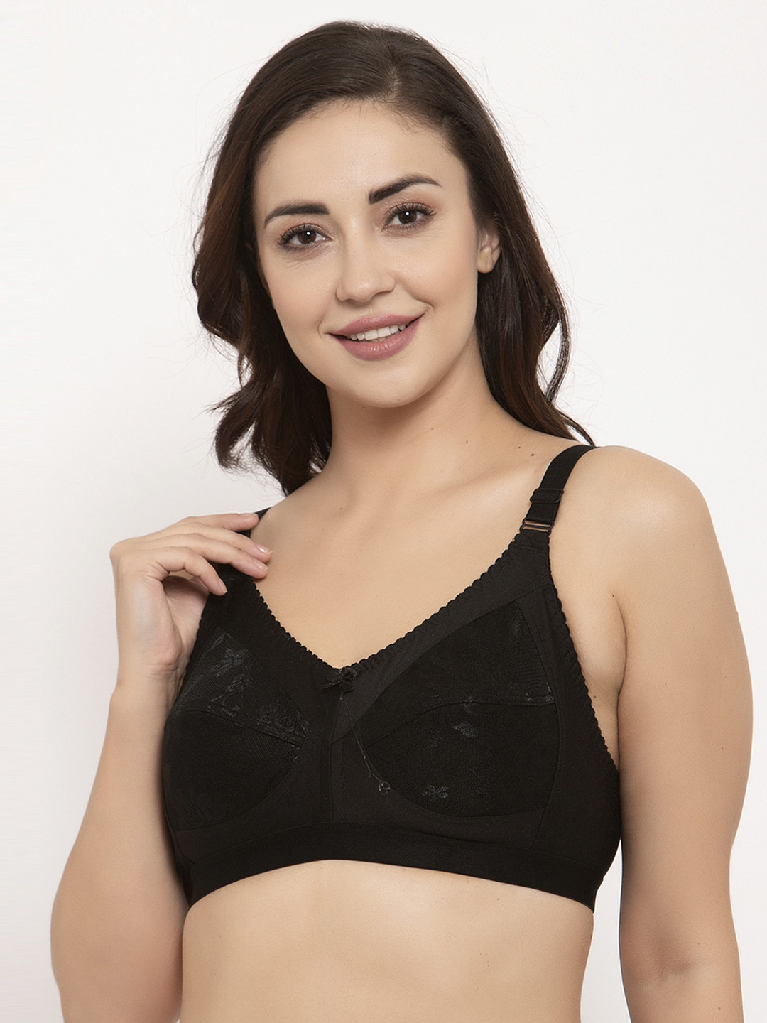 

GRACIT Black Self Design Non-Wired Non Padded Everyday Bra PW4-01-30C