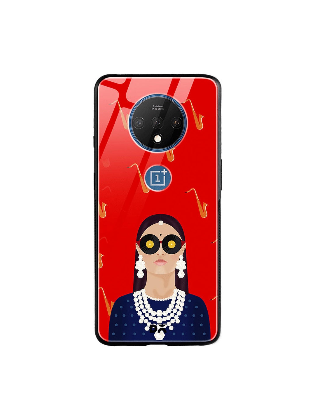 

DailyObjects Red & Blue Disk Sunglasses OnePlus 7T Glass Case