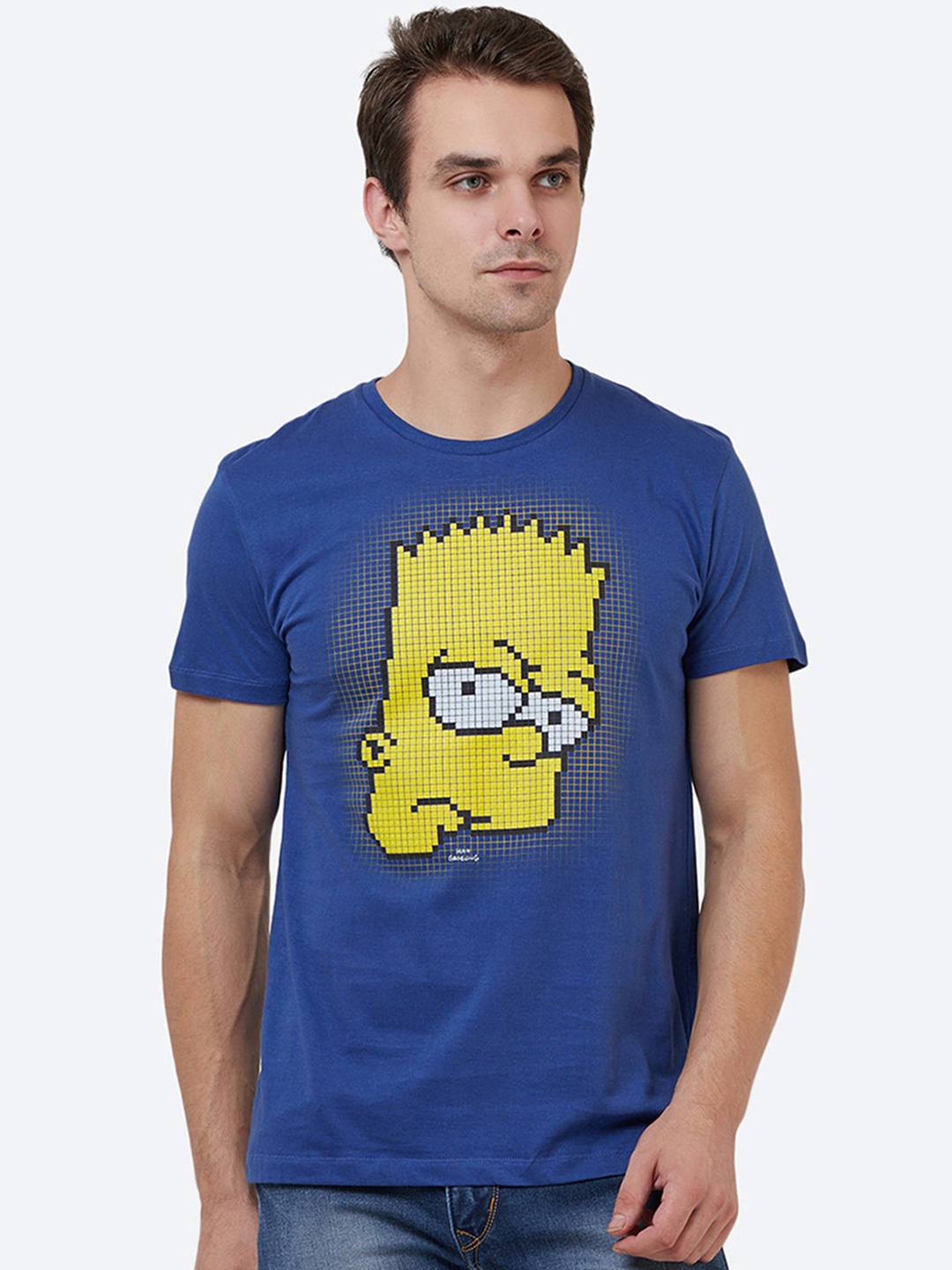 

Free Authority Men Blue Printed Round Neck Simpson T-shirt