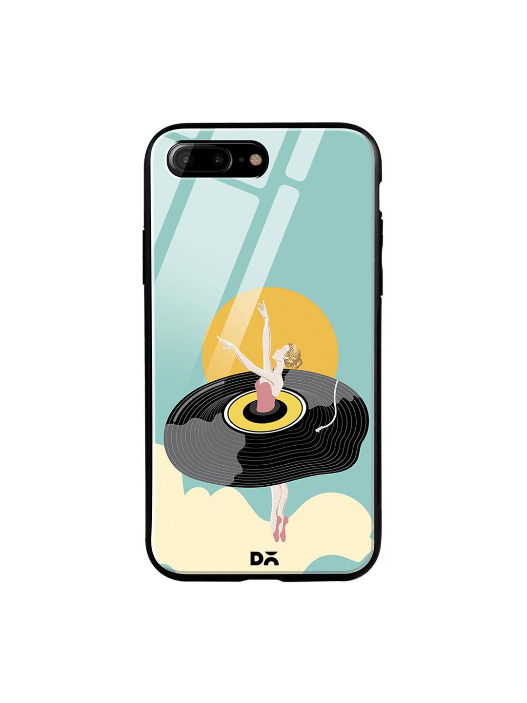 

DailyObjects Turquoise Blue & Black Disk Ballerina iPhone 8 Plus Glass Case