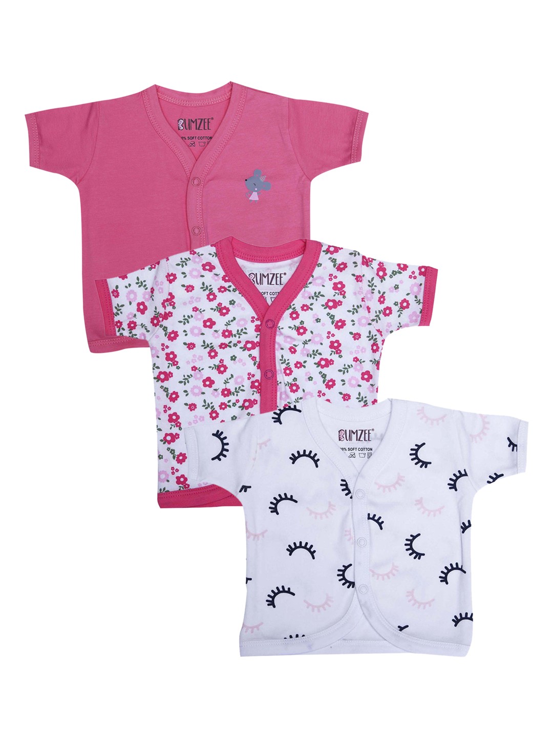 

BUMZEE Infant Kids Pack Of 3 Jhablas Peb3029, Pink