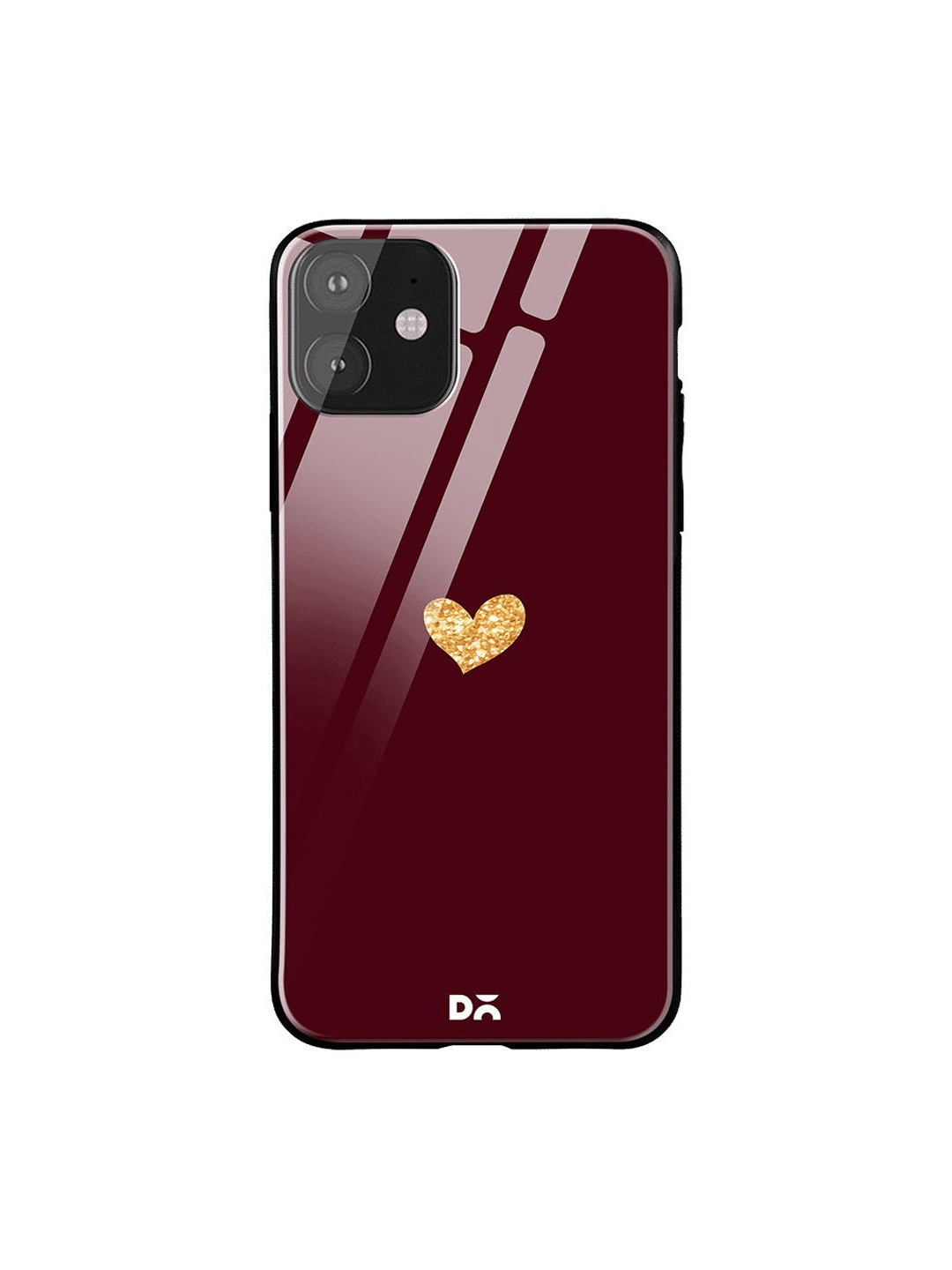 

DailyObjects Burgundy & Beige Sparkle Heart iPhone 11 Glass Case