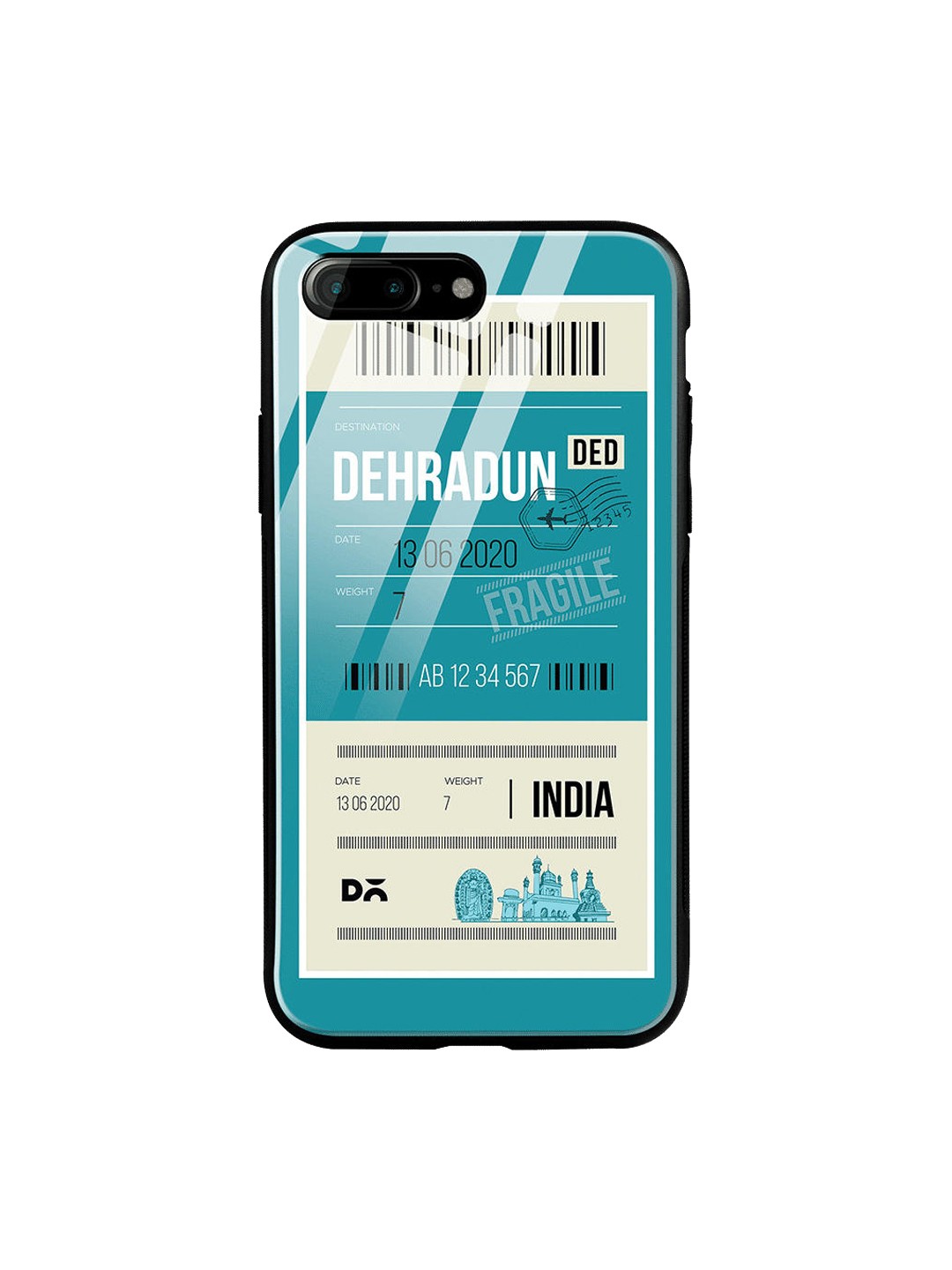 

DailyObjects Blue & White Dehradun City Tag iPhone 8 Plus Glass Case
