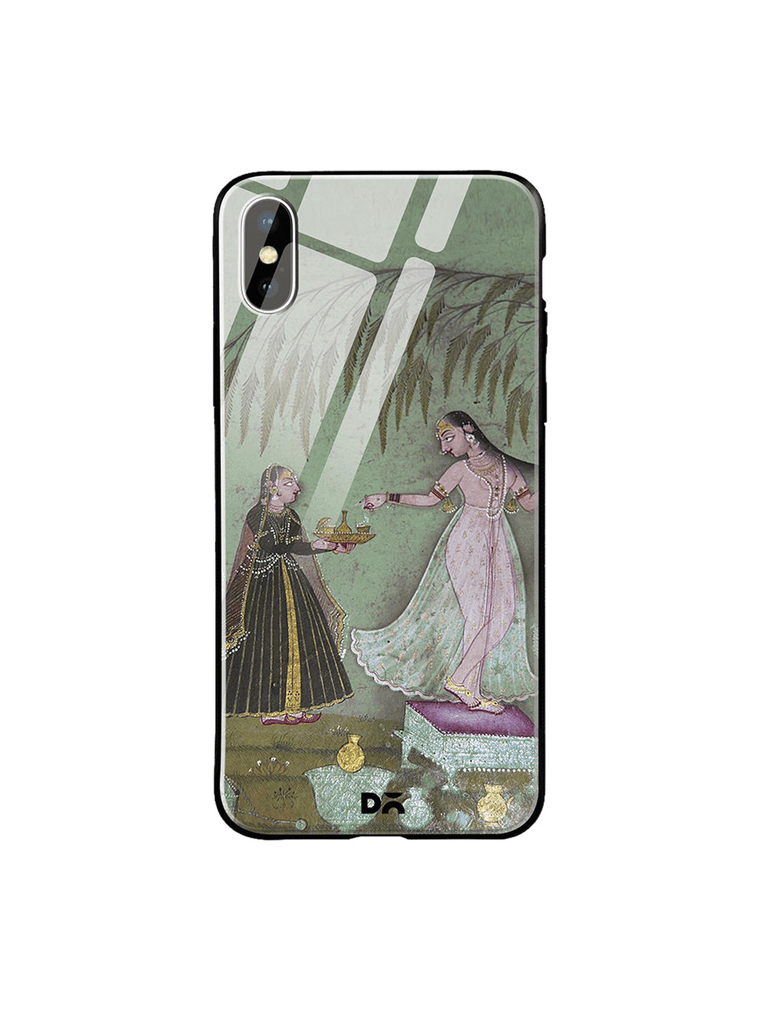 

DailyObjects Green & Pink Maids With Offerings iPhone XS Glass Case