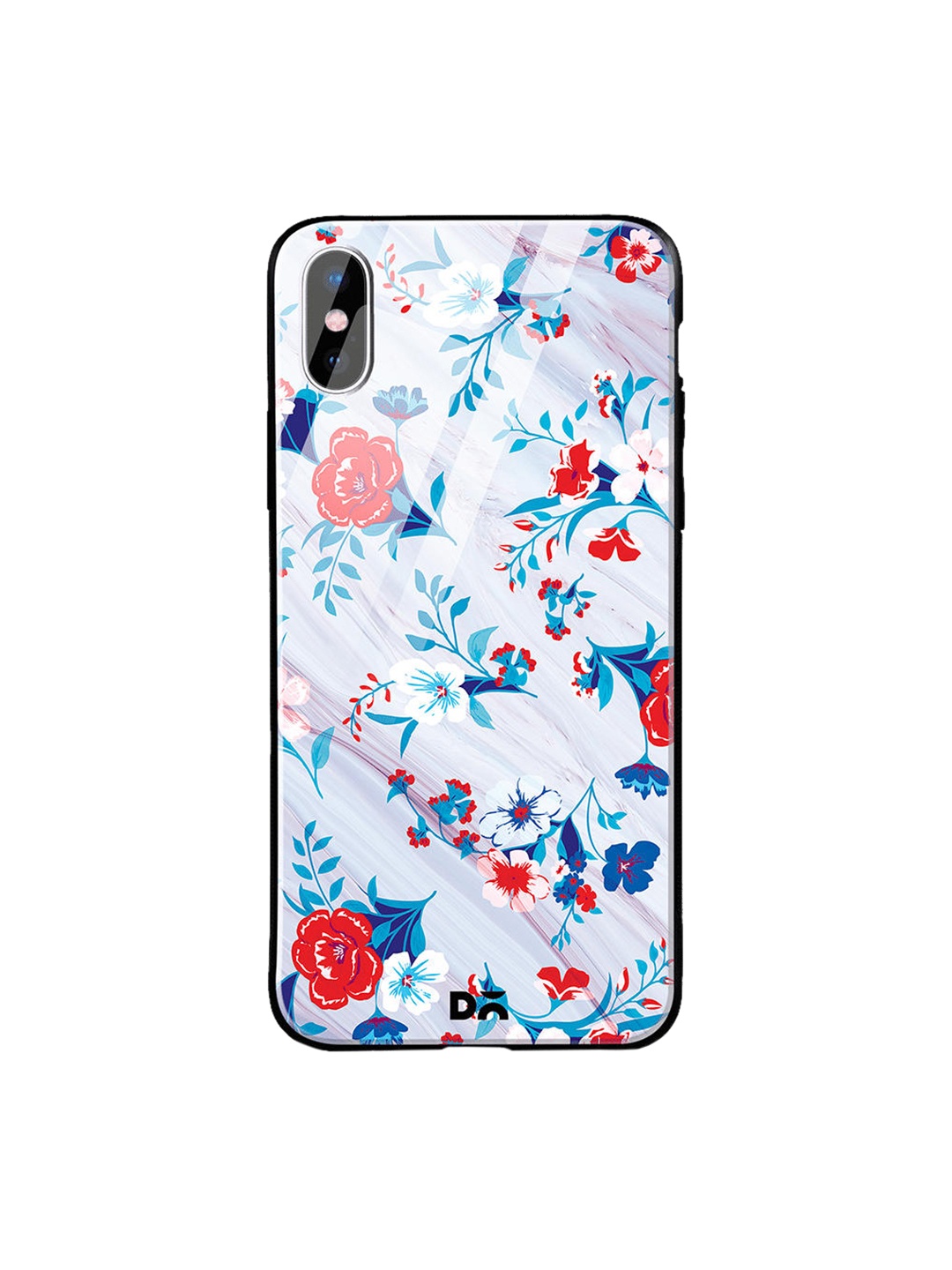 

DailyObjects Grey & Blue Marble Flowers iPhone XS Glass Case