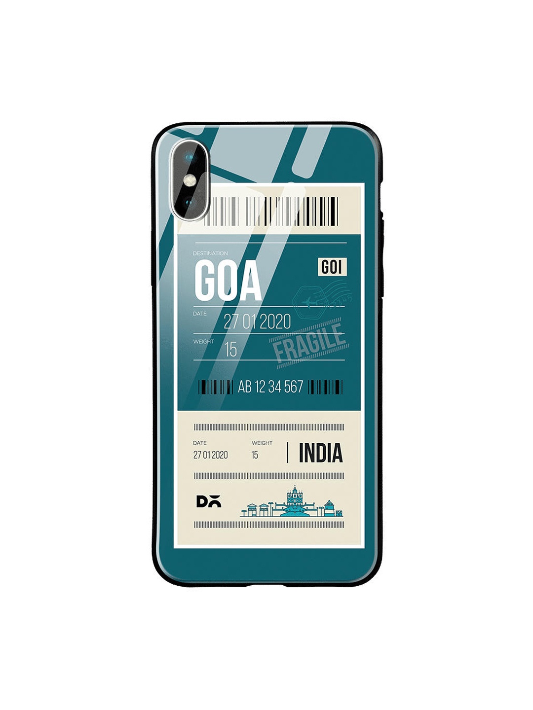 

DailyObjects Teal Blue & White Goa City Tag iPhone XS Max Glass Case