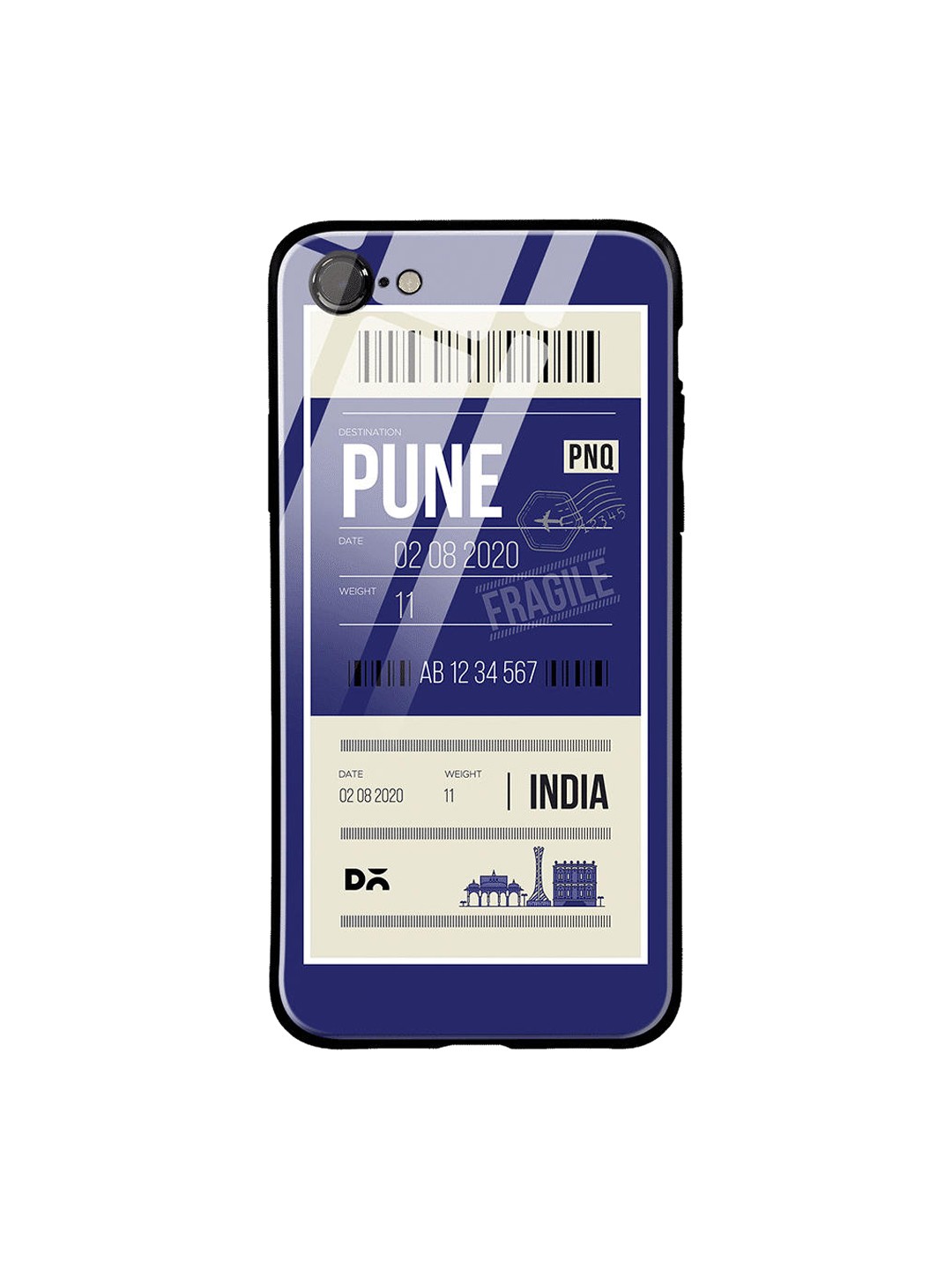 

DailyObjects Blue & White Pune City Tag iPhone 8 Glass Case