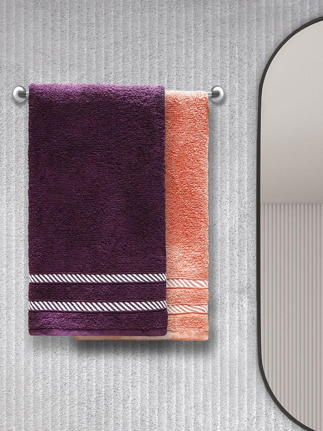 

Trident Unisex Set Of 4 Solid Comfort Living 380 GSM Hand Towels, Purple