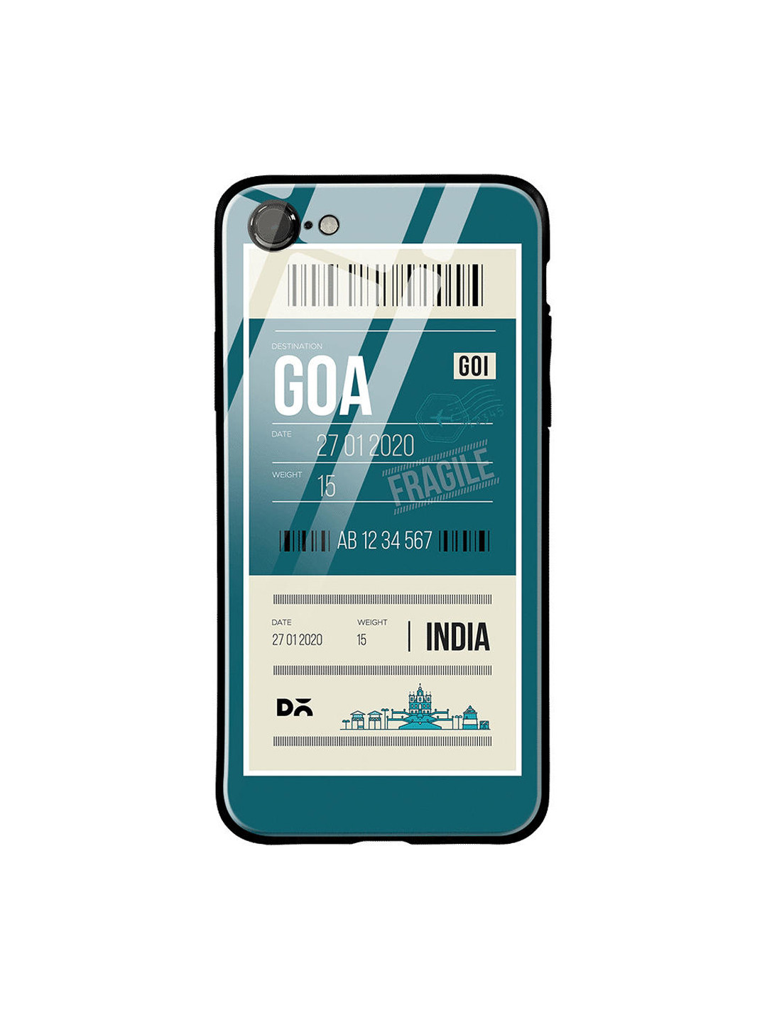 

DailyObjects Teal Green & Beige Goa City Tag iPhone 8 Glass Cover