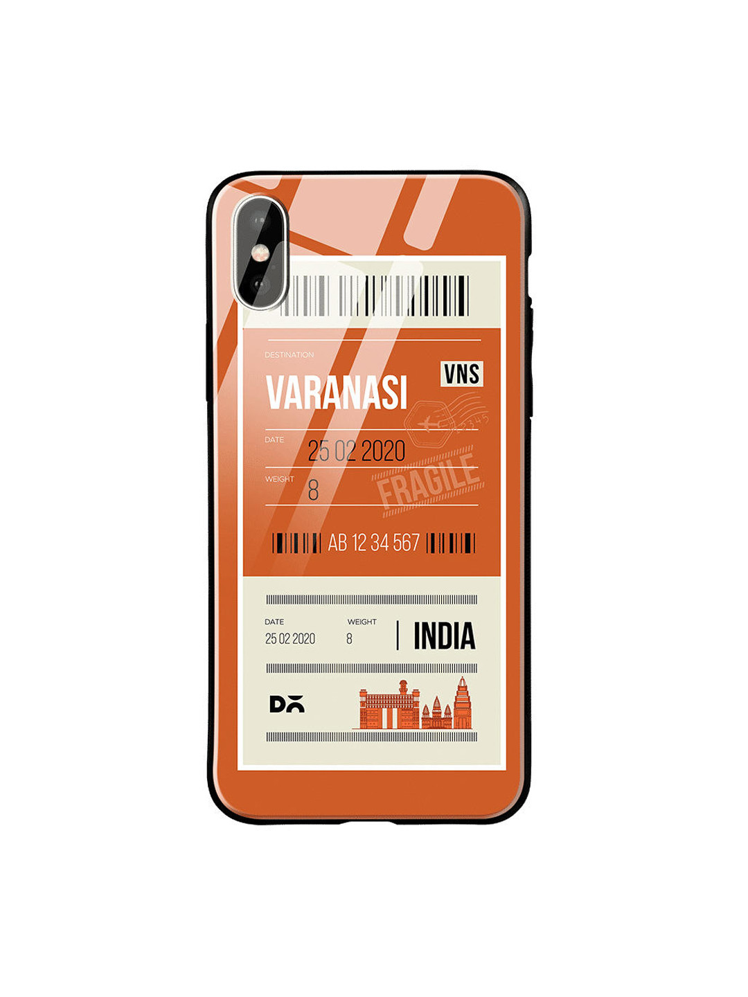 

DailyObjects Rust Brown & White Varanasi City Tag iPhone X Glass Case